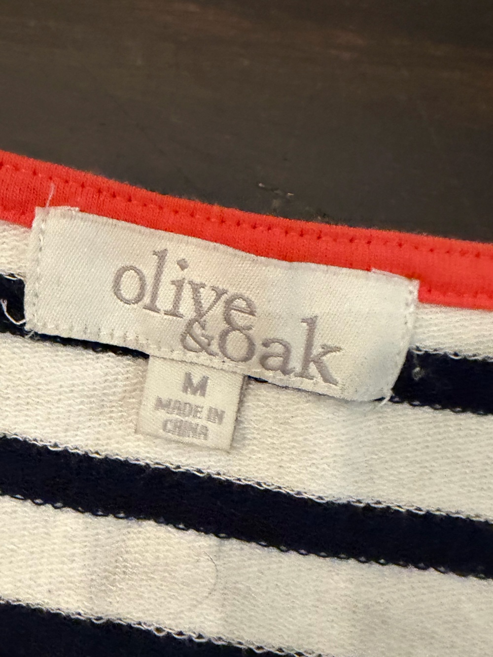 Olive & Oak Navy and White Striped Mini Dress with sinched waist  size medium - Picture 10 of 11